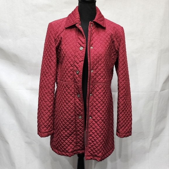 White Stag Quilted Maroon Mini Trench Jacket 100% Polyester Size S 4-6 - Picture 1 of 7